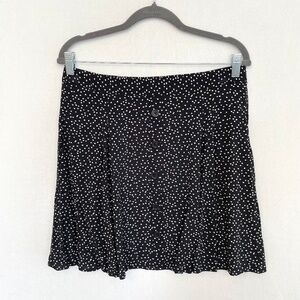 MODCLOTH Women's Large Black & White Polka Dot Full Skirt Lined Side Zip